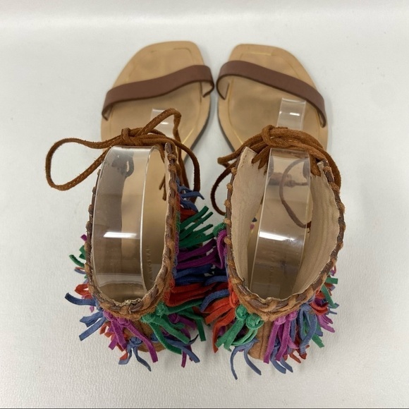Zara Women Multi-color Leather Fringe Sandals, Women’s Size EU 40/US 9 - Picture 9 of 12